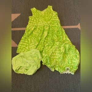 Okie Dokie Lime Green Dress with Two Bloomers Baby Size 9 months